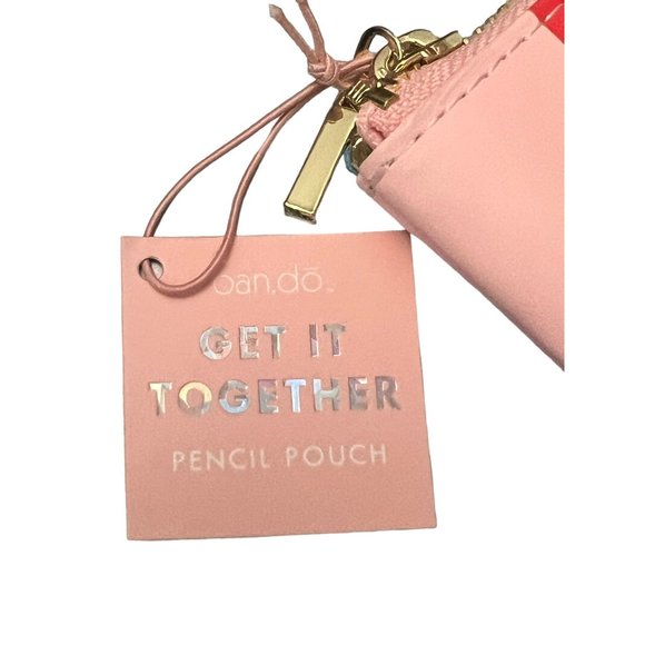 Ban.do Pencil Pouch Cosmetic Bag Work Hard Have Fun Rainbow Striped Pride NEW - Picture 3 of 3